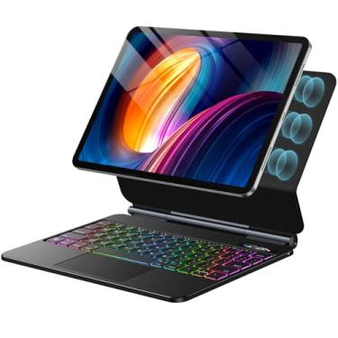 Imagem de Wenlaty Capa para iPad Air de 11 polegadas com teclado (M3/M2) 2025/2024, para iPad Pro de 11 polegadas (5ª/4ª/3ª/2ª/1ª geração) e iPad Air 5ª/4ª geração de 11 polegadas com trackpad multitoque