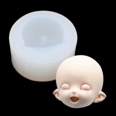 Imagem de Molde de silicone para rosto de boneca, rosto humano, molde de silicone 3D, cabeça de boneca, molde de argila de polímero em miniatura para boneca BJD DIY (um estilo)