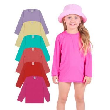 Imagem de Kit 4 Camisetas Infantil Menina Proteção Manga Longa camisa térmica mo
