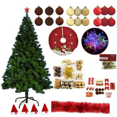 Imagem de Árvore De Natal Verde 1,80m 540 Galhos 158 Itens Decorada Enfeites Pis