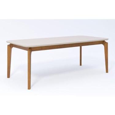 Imagem de Mesa de Sala Jantar Ficus c/ Tampo Madeirado Vidro 210x100cm Carvalho/