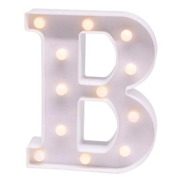 Imagem de 2X Luminária Decorativa Led 3D Letra B Branca 21Cm Decor Fes