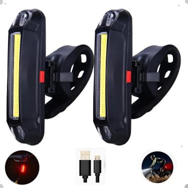 Imagem de 2X 2X Lanterna Traseira Farol Led Luz Iluminação Bike Bicicl