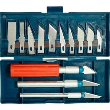 Imagem de Kit Estilete de Precisão Jogo com 16 Peças com Estojo Artesanato Costura Arte