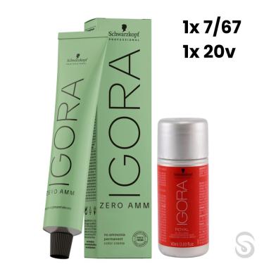 Imagem de Igora Zero Amm 1x7/67 Louro M Marrom Cobre 60ml + Ox 20VOL
