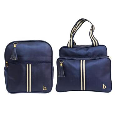 Imagem de Kit Bolsa e Mochila Maternidade Elegante Fita Para Bebê 2 Peças Imperm