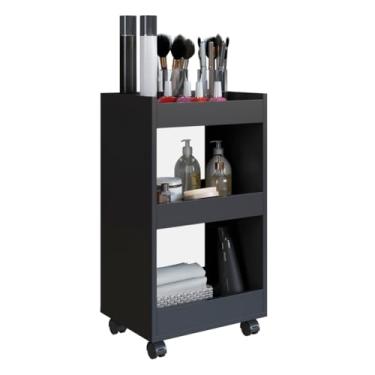 Imagem de Carrinho Auxiliar Escrivaninha Quarto Multiuso Maquiagem(Preto)