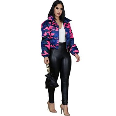 Imagem de Jaqueta De Inverno Feminina Jaqueta Feminina Camuflada Camuflada Jaqueta Curta Para O Inverno, Blue, M