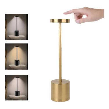 Imagem de Luminária Mesa Abajur Led Dimerizável Sem Fi Ouro Rosa Preto