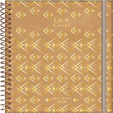 Imagem de Agenda Planejamento Espiral 17,5x24,2cm 160 Páginas Jandaia Capa Dura Kraft Dourada
