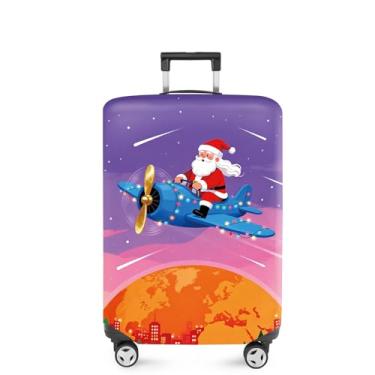 Imagem de FOREVER QUEEN Capa protetora elástica para bagagem de Natal serve para acessórios de viagem de 50 a 86 cm, Papai Noel - Viagem, L(fits 28-30Inch suitcase), Mármore