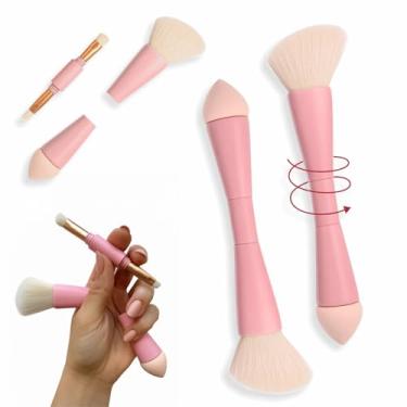 Imagem de Pincel Maquiagem Multifuncional 4 Em 1 Portátil Para Viagem - Cerdas macias - Vegano - Cruelty-Free - Latex-Free