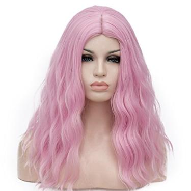 Imagem de BUFASHION Peruca sintética ondulada longa de 50,8 cm para mulheres, meninas, cosplay, fantasia de Halloween, peruca com touca