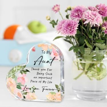 Imagem de Presentes de tia, decoração exclusiva de mesa de placa acrílica em forma de coração - presente atencioso para aniversário de tia, Natal, dia das mães ou casamento