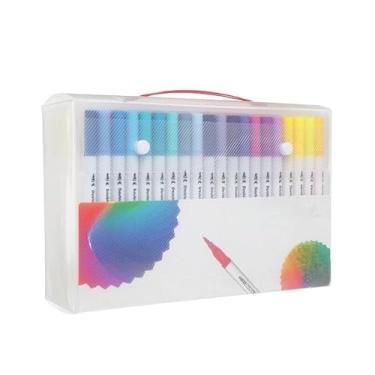 Imagem de KIT 24/36/48/60/80/100/120 Canetas de Cabeça Dupla 2 em 1 – Ponta Fina e Pincel, Marcadores de Arte Coloridos para Desenho, Ilustração e Criatividade(120 Núcleos)