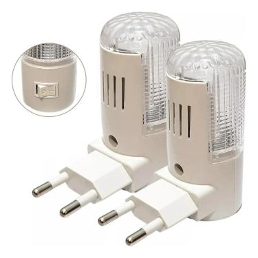 Imagem de 2X Kit 02 Mini Abajur Luminária Tomada Luz Noturna Led Cor D