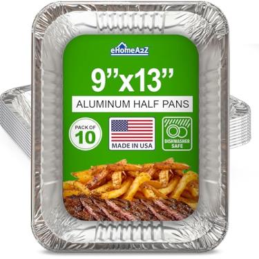 Imagem de EHOMEA2Z Formas de Alumínio Meio Tamanho, Pacote com 10, 23 x 33 cm, Preparar, Assar, Armazenar, Aquecer, Cozinhar, Espreitar, Bufê, Prata, Alumínio, Resistente, Reciclável