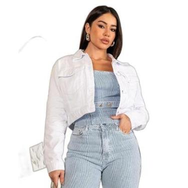 Imagem de JAQUETA SARJA CROPPED FEMININA BÁSICA BRANCA-Feminino