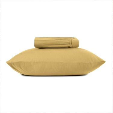 Imagem de Jogo de Cama Solteiro 2 Peças Altenburg Malha Fio Penteado Amarelo Mostarda