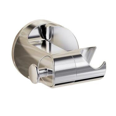 Imagem de Suporte de parede ajustável para cabeça de chuveiro - Suporte de chuveiro portátil com ventosa removível com ganchos, prata (1 pacote) (prata)
