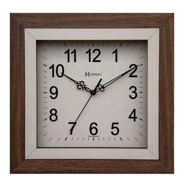 Imagem de Relógio De Parede Em Madeira Herweg Quadrado Silencioso 660096 único