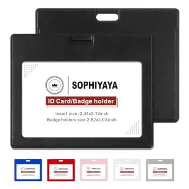 Imagem de SOPHIYAYA Pacote com 6 porta-crachá de identificação horizontal deslizante – capa de plástico rígido protege cartão de identificação de trabalho, cartões de crédito para escritório, fábrica
