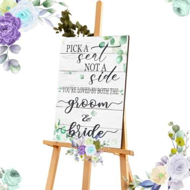 Imagem de JNFEUI Placa Rústica Para Casamento, Escolha Um Assento, Não Lado - Decoração Cerimônia De Casamento No Campo, Madeira "Você É Amado Pelo Noivo E Pela Noiva", Boas-Vindas