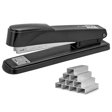 Imagem de Grampeador de mesa de escritório resistente com 1000 grampos padrão de 1/10.2 cm, capacidade de 50 folhas, grampeador de tira completa padrão liso, sem atolamento, perfeito para casa, escola