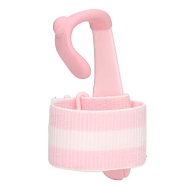 Imagem de Corretor de suporte de caneta Ergonômico Aperto de caneta Cinta de pulso Ferramenta de postura de escrita para estudantes Premium ABS Nylon Silicone Comprimento ajustável Design (Rosa)