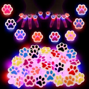 Imagem de 24 Pcs Paw Print LED Light Up Rings Paw Birthday Party Favors Pet Puppy Dog Glowing Finger Rings Favors in the Dark Christmas New Year Party Supplies Pinata Goodie Bag Stuffers Toys Gifts Classroom