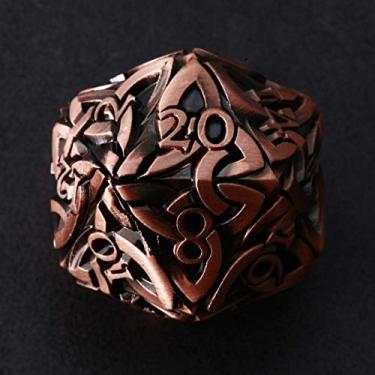Imagem de Dados Endless Disgrace (Bronze) D20 Dados Celtas Metal Sólido Extra Grande Extra Pesado para DnD Dungeons e Dragon Call of Cthulhu Pathfinder Tabletop RPG Dados poliédricos Dados Artificiais Dados Magos Rogue Dice