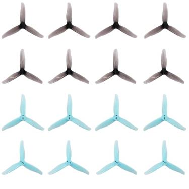 Imagem de HOPLEX 16PCS GEMFAN 3016 3-Blade 3 inch Propeller w/1.5mm Hole for 1103-1308 Brushless Motor for FPV Racing Toothpick Quadcopter Drone(Gray+Blue)