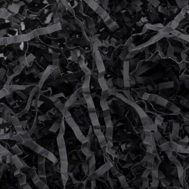 Imagem de Gangdry Enchimento de cesta de papel cortado enrugado, 170 g, embalagem de caixa de presente decorativa, suprimentos de festa de casamento de Natal (preto)