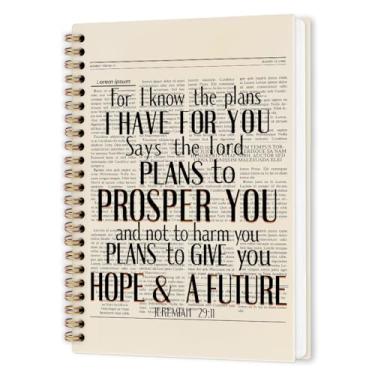 Imagem de nvucamd Caderno espiral Christian Jeremias 29:11, diário bíblico vintage, caderno de diário de escrituras religiosas para mulheres, presentes de material escolar de escritório cristão, 14 x 21 cm