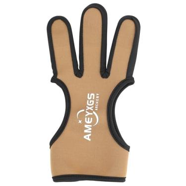 Imagem de limaity Luvas protetoras de tiro com arco e flecha, três dedos, pano para tiro e caça, mergulho para jovens adultos iniciantes (marrom, M)