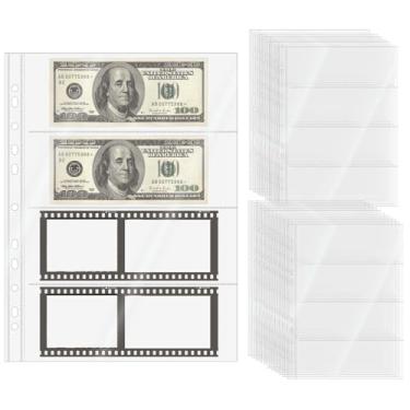 Imagem de 20 peças de refil de álbum de fotos A4 capas transparentes para fichário de cartão de foto 7 x 21 cm, 4 bolsos, 11 orifícios, capas para fichário A4 (4 bolsos)