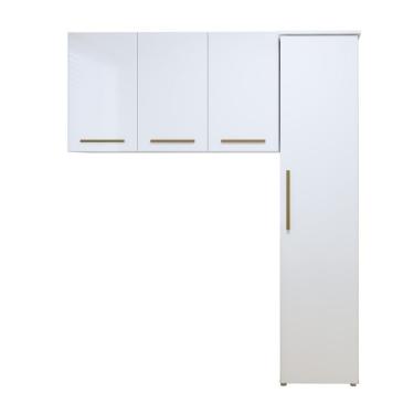 Imagem de Lavanderia Modulada Jundiaí 1 Armário Multiuso E Armário Aéreo - Kaiki Móveis Branco