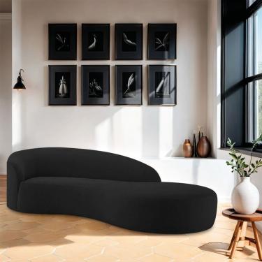 Imagem de Divã Recamier Orgânico França 250cm Lado Direito Bouclé Cor Preto