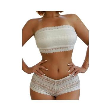 Imagem de Conjunto De Bralette Sem Alças De Renda Para Mulheres, Lingerie Sem Fi