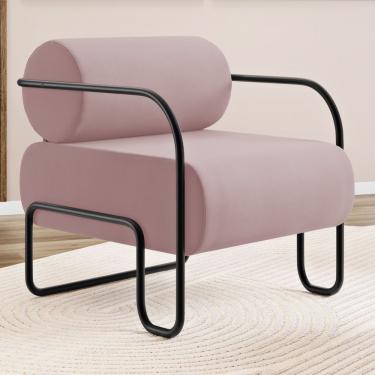 Imagem de Poltrona Decorativa Orgânica Living Miska Veludo Rosê - Desk Design