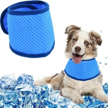 Imagem de Cachecol refrescante ajustável para animais de estimação, leve para o verão, para raças médias e grandes, azul (P, azul)
