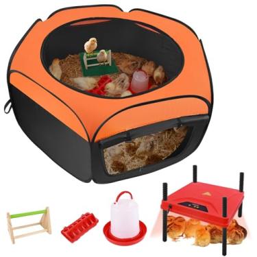 Imagem de Caixa de chocadeira para pintinho, kit de iniciação para pintinhos com placa de aquecimento de chocadeira de 25,4 x 25,4 cm, suprimentos de caneta de frango pop-up com alimentador de frango, bebedouro