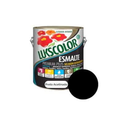 Imagem de Tinta Esmalte Base Água 900ml Lukscolor - Cores (PRETO ACETINADO)