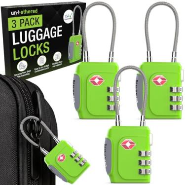 Imagem de Untethered Cadeados de bagagem TSA (pacote com 3) – Cadeados de viagem aprovados pela TSA para malas, mochilas, bolsas de ginástica e bagagem despachada (pacote com 3 | Verde)
