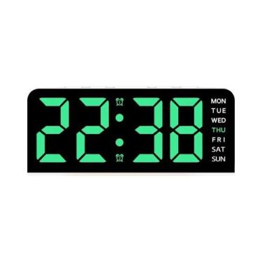 Imagem de Despertador Digital LED Com Alarme Duplo, Alimentado Por USB, Luz Ambi