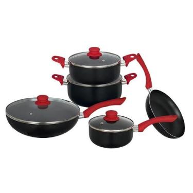 Imagem de Conjunto de Panelas 05 Peças Aroma Flon tampo vidro 30050041 - Mor