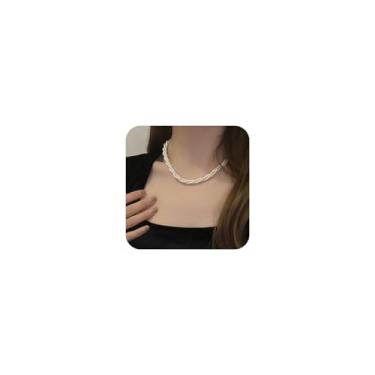 Imagem de Colar de pérolas multicamadas – Corrente de clavícula curta com design espiral torcido, joia elegante e versátil, ideal para uso diário, festas de escritório, presente