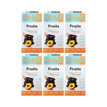 Imagem de Kit com 6 tabletes de chocolate 70% cacau + pêssego liofilizado de 70g cada.