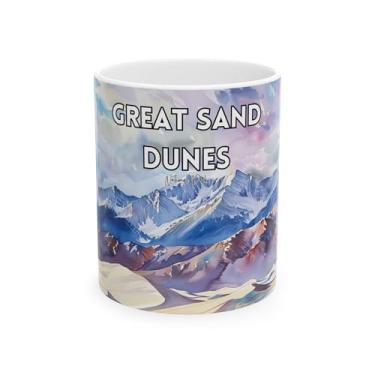 Imagem de Scacco Matto Caneca de aquarela Great Sand Dunes – Arte panorâmica do Parque Nacional do Colorado, xícara de café de cerâmica de 325 ml