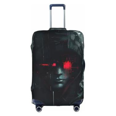 Imagem de ZTPOWQA Capa decorativa para bagagem de viagem com estampa da era dos hackers com zíper oculto antiarranhões e poeira, Branco, XL